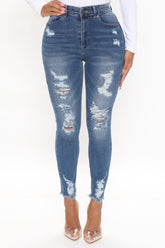 No Gap High Rise Distressed Skinny Jeans - Medium Wash Ins Street